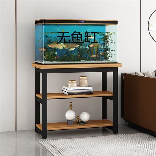 衔口鱼缸架钢木实木鱼缸底柜金属底架底座不锈钢草缸鱼缸架子铁艺 黑