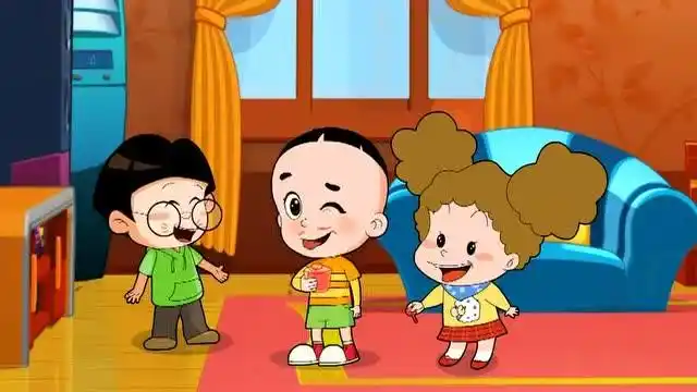 大头儿子棉花糖与小明拿着红水水画画,涂在脸上可是掉不下来