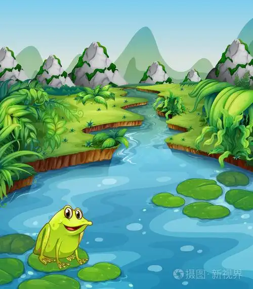 在叶子上的青蛙河风光