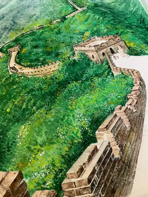 长城水彩绘画步骤
