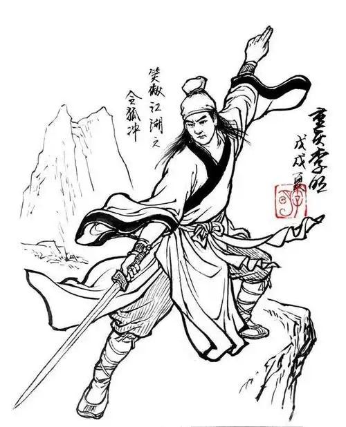 李明线描《笑傲江湖》人物(令狐冲任盈盈风清扬东方不败任我行)
