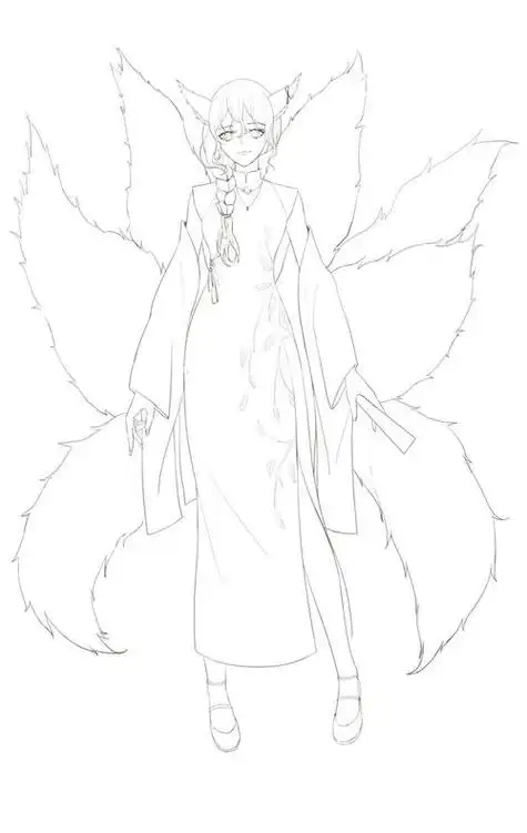 画九尾狐的人物简笔画(画人形九尾狐简笔画) -【爱个性】