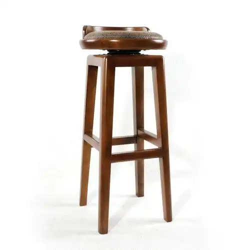 新中式实木吧台椅酒吧椅家用吧凳靠背旋转复古吧椅创意高脚凳_不打折