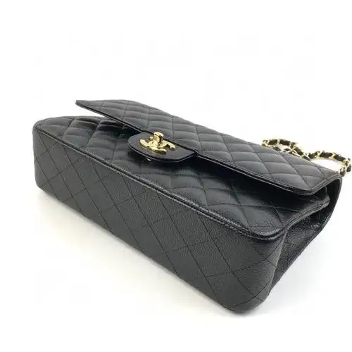 chanel香奈儿女士单肩包黑金cf中号芯片_【未使用】新_55499元_-心上