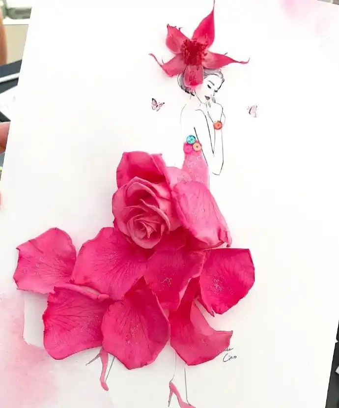 花瓣礼服绘画唯美手机壁纸-创意-手机壁纸下载-美桌网