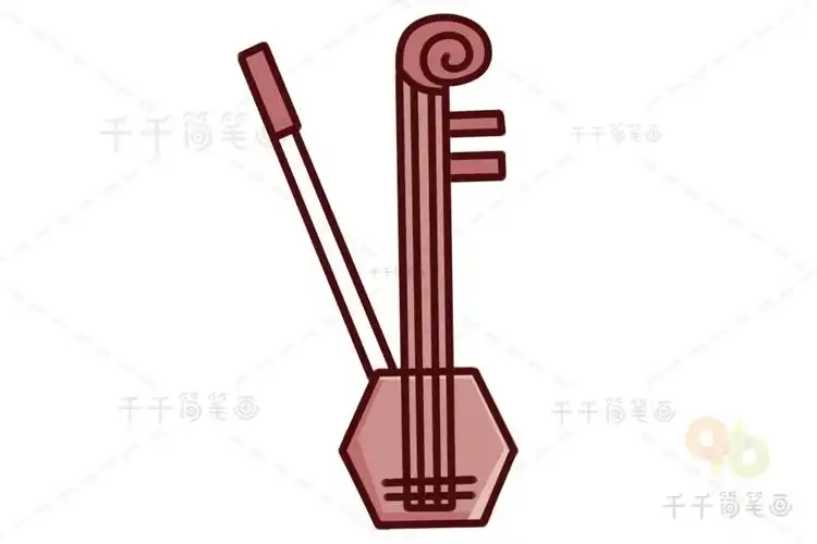 二胡简笔画亲子画乐器