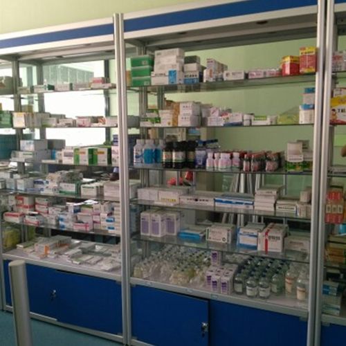 西药柜台玻璃展示柜医药诊所药店货柜药房货架药品药店柜中岛药柜