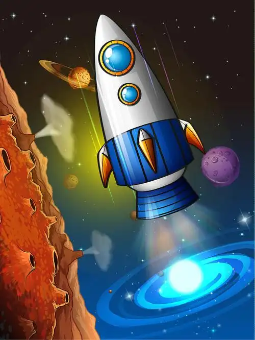 宇宙飞船科幻矢量背景