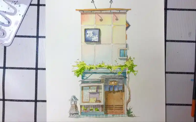 【水彩】日系建筑过程