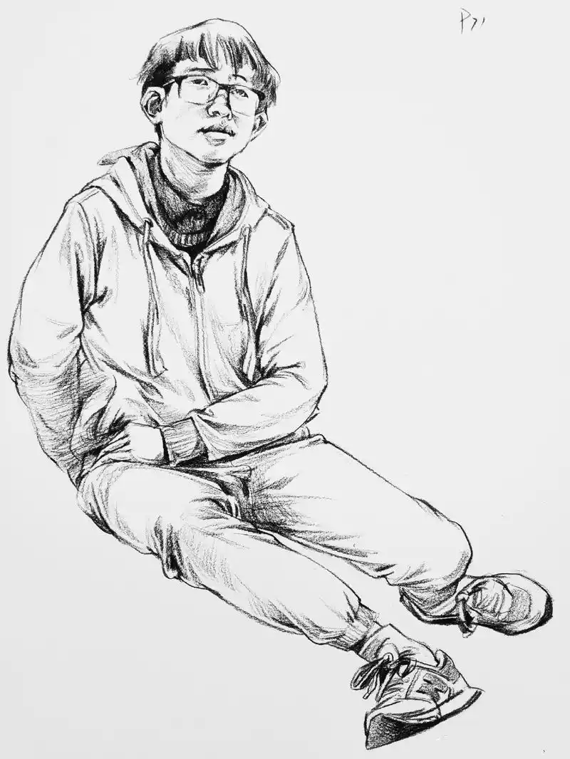 速写人物坐姿高清图集(22张),单人速写人物图集临摹素材
