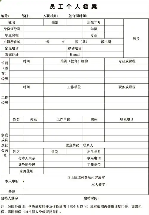 这里有一份超详细的员工信息登记表供大家参考哦!