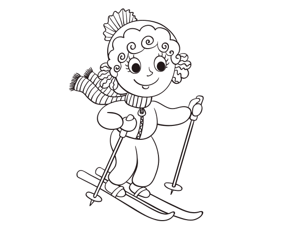 滑雪的女孩简笔画图片