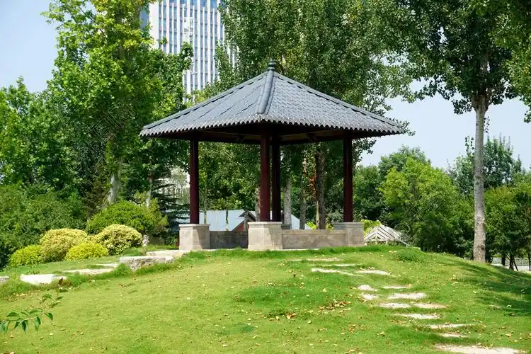 植物摄影绿色草地上的凉亭