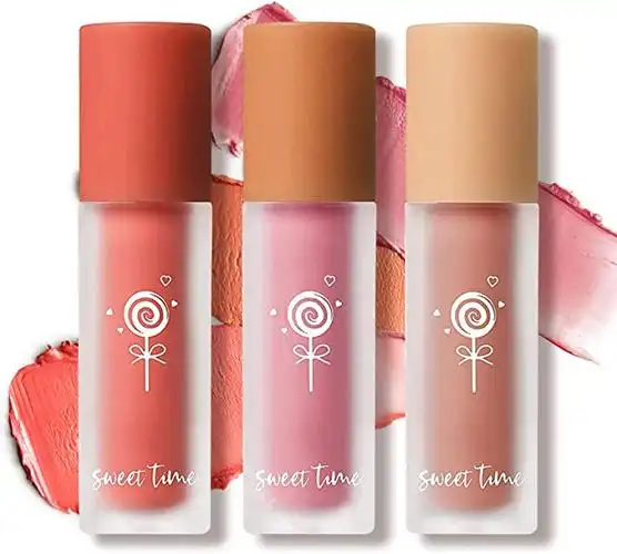 trio 彩妆,3 色奶油液体腮红,女孩柔软哑光奶油腮红液体腮红化妆怯