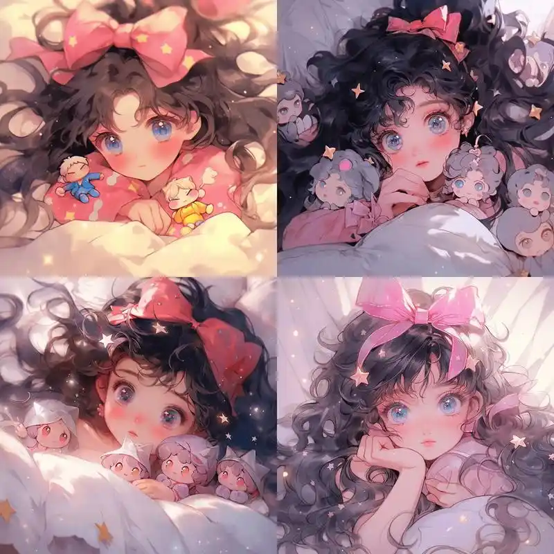 星星卷发女孩头像可爱/动漫头像.#这画是用了亿点点魔法吧 # - 抖音