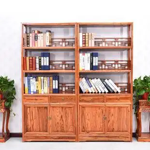明清古典仿古家具中式实木榆木雕花陈列书柜书架书橱书柜自由组合