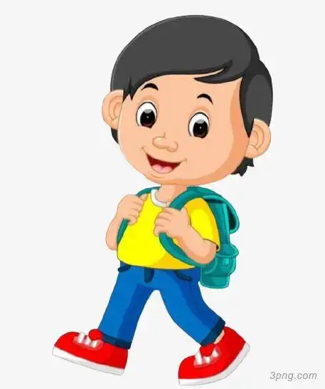 背着书包上学的小男孩png素材透明免抠图片-卡通手绘