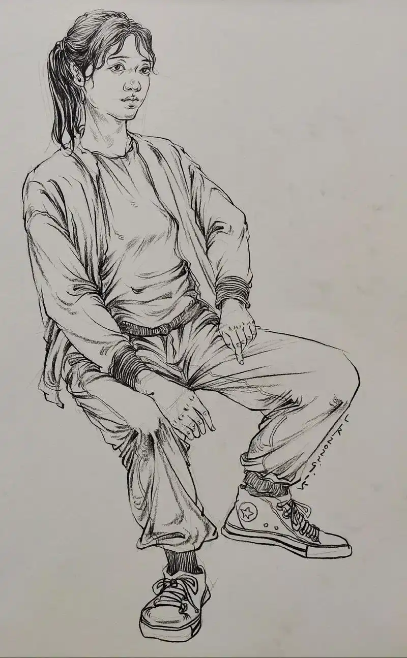 最近线描作品,谢谢大家支持!#速写人物 #美术生 #美术生日 - 抖音