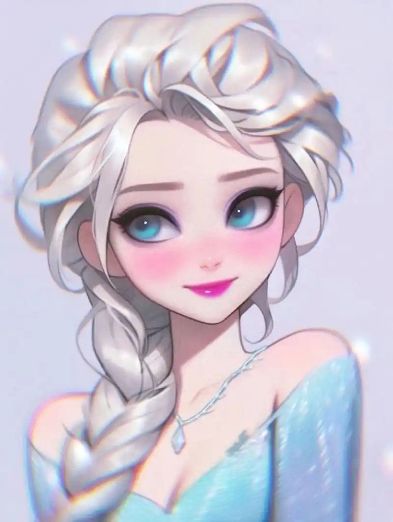 迪士尼冰雪女王艾莎丨可爱气质头像丨附教程 艾莎外表高贵优雅,冷若