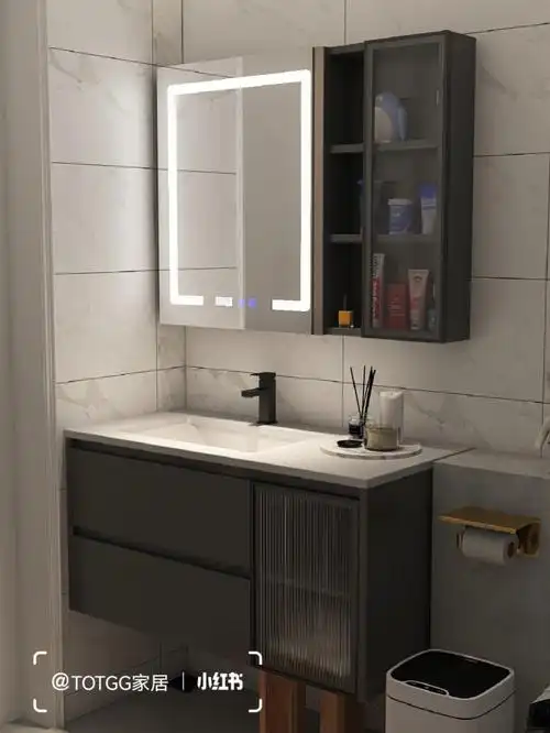 浴室好物被这套高级灰浴室柜惊艳住了