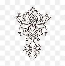 欧美纹身手稿手绘莲花图腾