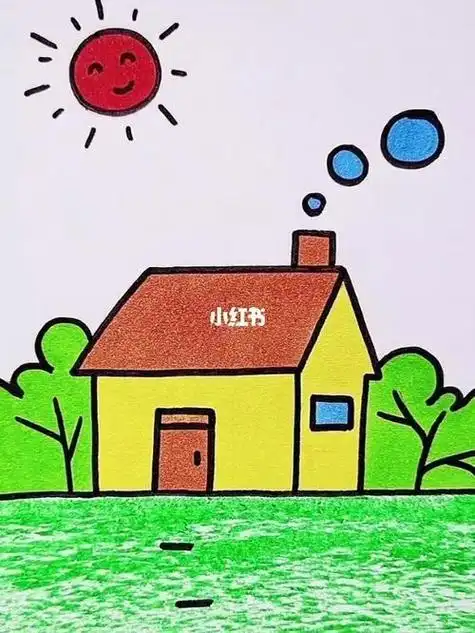 《长颈鹿》幼儿园简笔画完整一幅图简单彩色四开纸冬天的景色