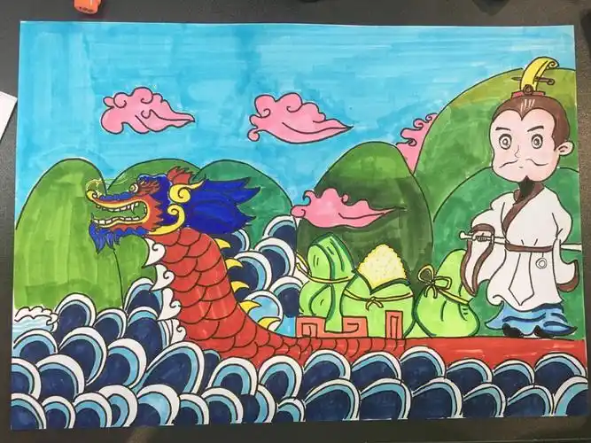 写首诗就是端午节主题诗配画了～#诗配画  #马克笔手绘