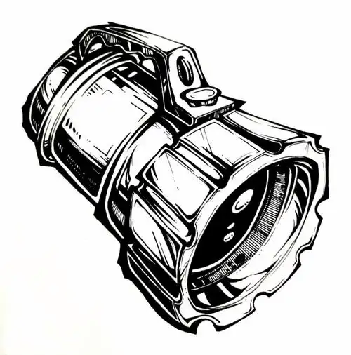 考研手绘黑白装饰画单体练习手电筒