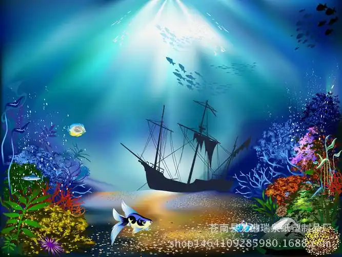 鱼缸背景画 水族箱背景画高清 金鱼缸造景画 背景图鱼缸贴纸定制-交通