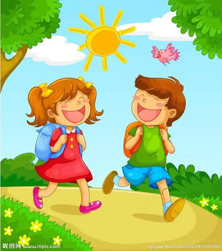 卡通上学儿童图片