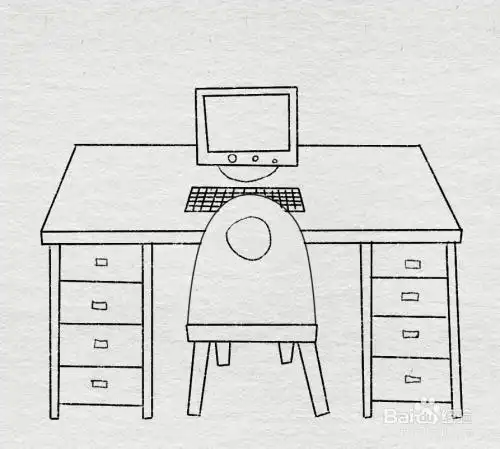 简笔画--电脑桌的简笔画法