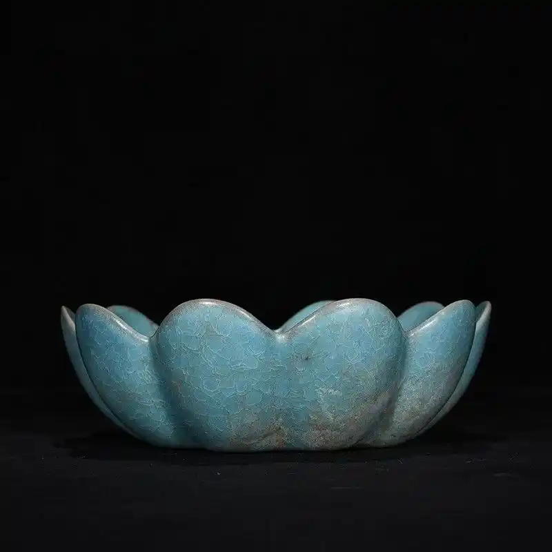 出土土沁古汝窑莲叶洗