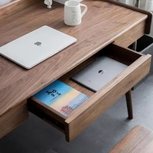 实木北欧家用卧室办公书桌樱桃桃木胡桃木现代简约书桌