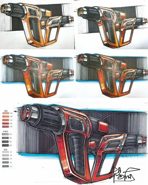 工业设计手绘电钻马克笔上色表达