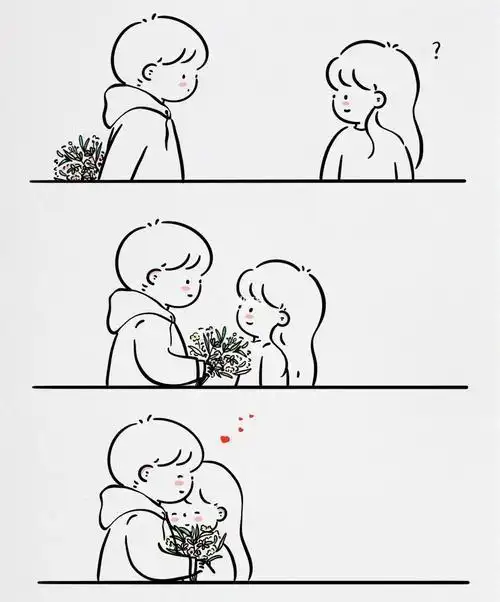 手绘小情侣简笔画可爱