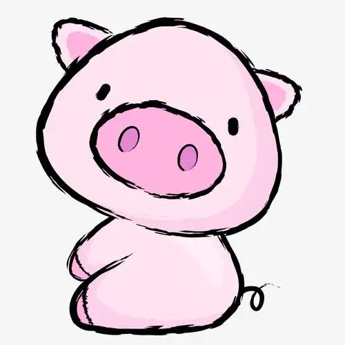 手绘粉红色的小猪动物设计