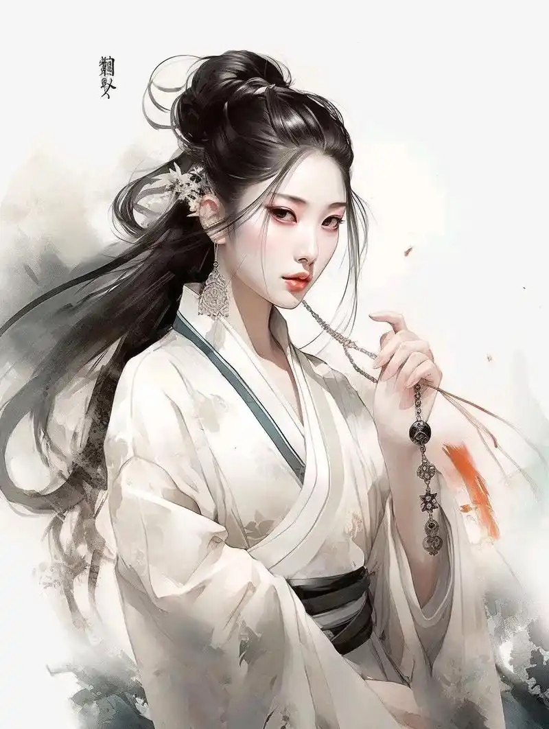ai绘画:中国古风人物水彩画