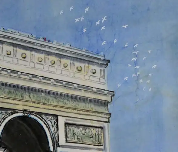 卢德辉 巴黎凯旋门 纸本水彩