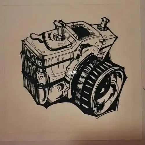 黑白单体装饰画相机