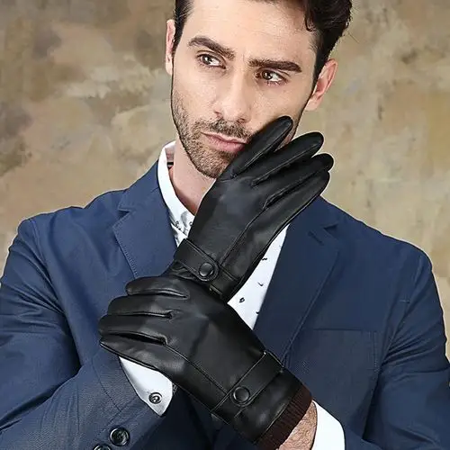 黑色皮手套 男士秋冬季保暖防风加绒加厚pu皮触屏防滑手套防风户外