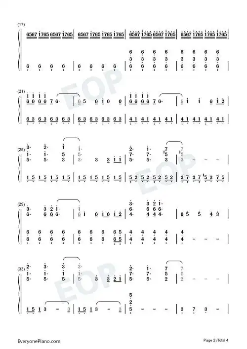 冒险黄金之风op2双手简谱预览2-钢琴谱文件(五线谱,双手简谱,数字谱
