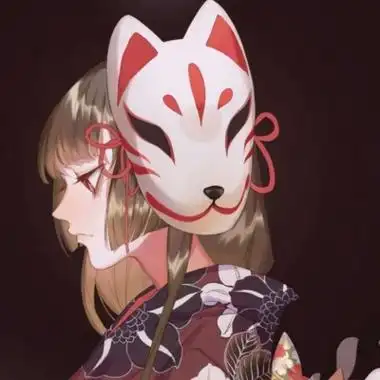 戴面具女头高清唯美戴狐狸面具的动漫少女头像图片
