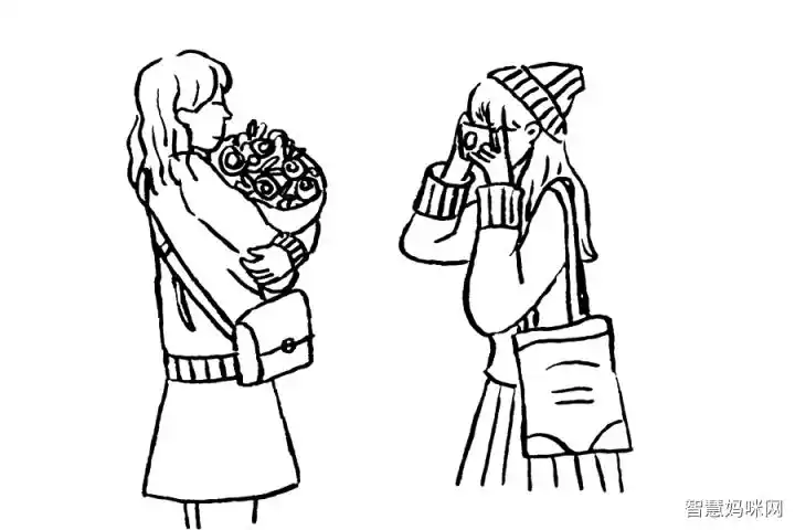 闺蜜线稿简笔画