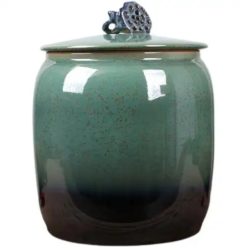 景德镇陶瓷米缸20斤30米桶带盖茶叶罐密封茶饼缸家用水缸粮缸米箱