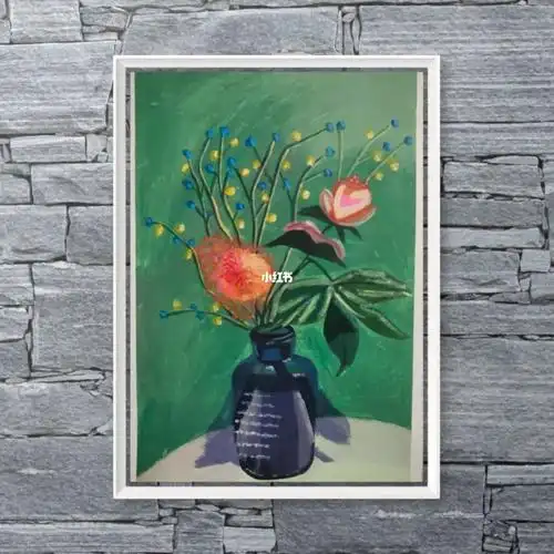 水粉画初学花与花瓶