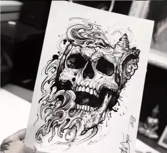 九素刺青纹身手稿第11期:一组欧美大小臂手稿