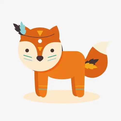 卡通橙色小狐狸矢量图