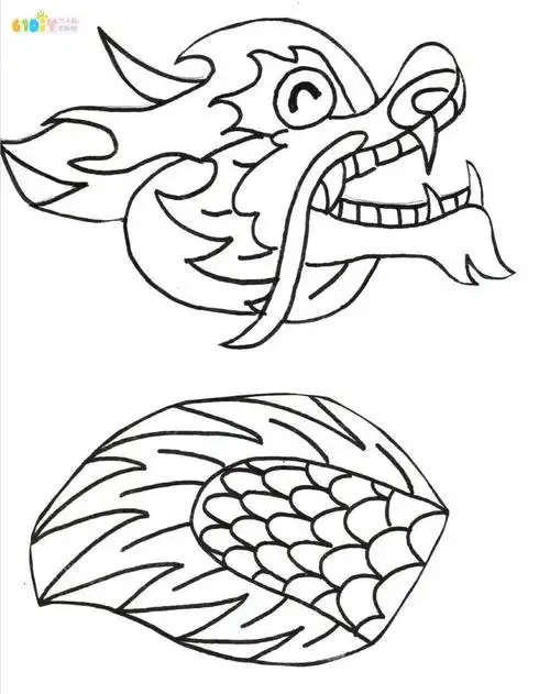 大尾龙简笔画 简笔画图片大全-普车都