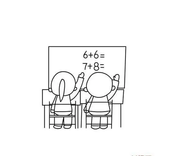 认真听讲的学生简笔画在上课的小女孩简笔画图片学生上课背影简笔画