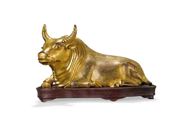 1098明铜鎏金卧牛